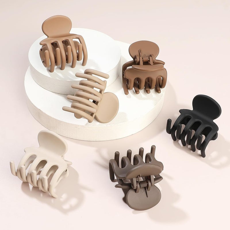USDNICE 6 Pcs Hair Clips Small Claw Clips for Thin Hair Medium Matte Non-slip Hair Accessories for Women and Girls (Coffee Brown) - Image 5